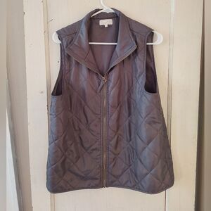 Mudpie Sz L Quilted Gray Vest